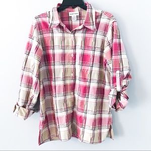 Alfred Dunner pink and tan flannel